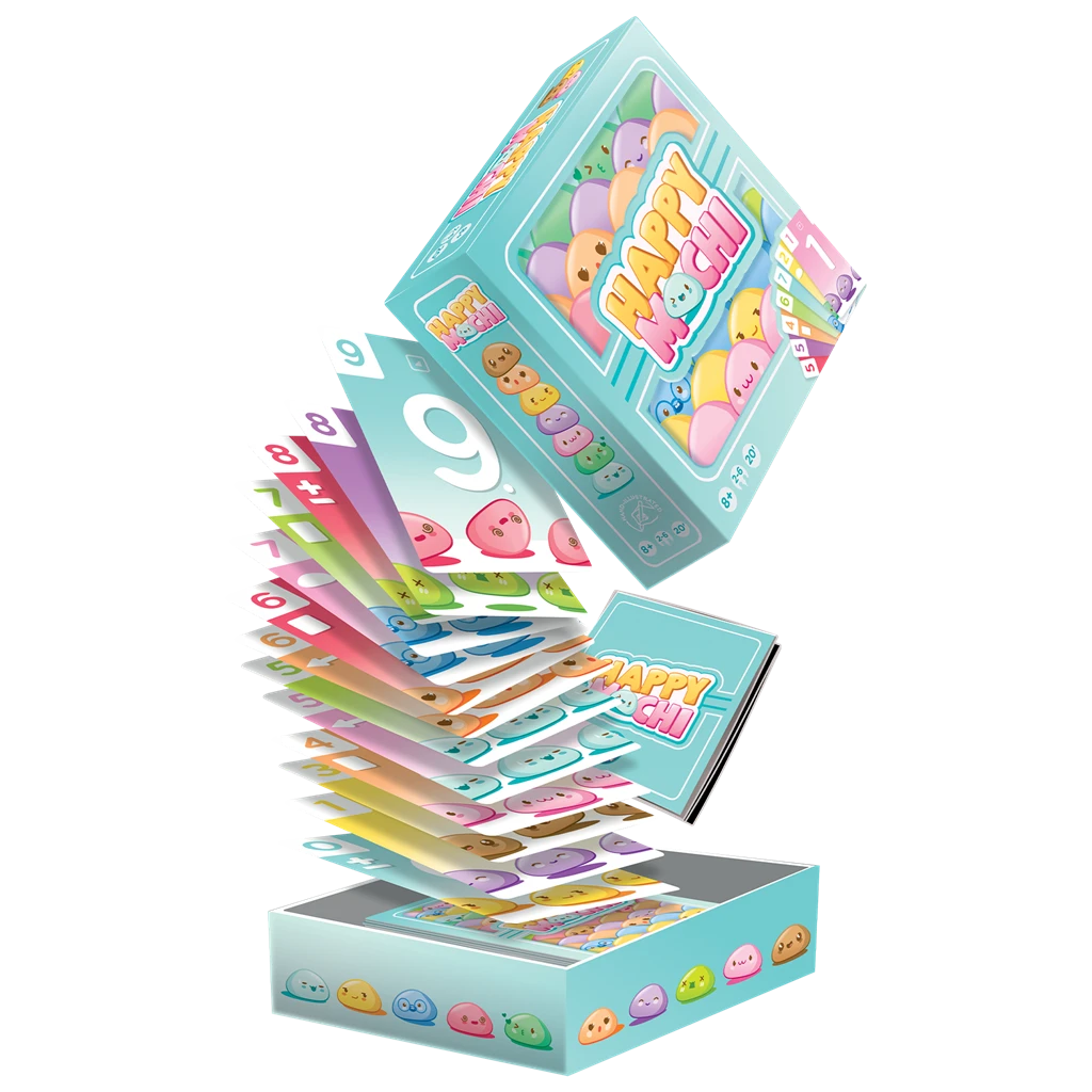 Imagen de cartas desplegadas sobre la mesa con mochis sonrientes y coloridos